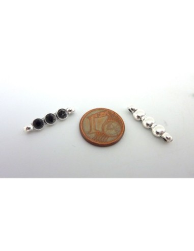 5 Perles connecteur rectangle, support 3 strass...