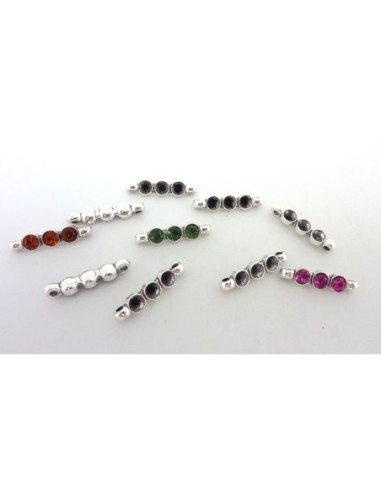 5 Perles connecteur rectangle, support 3 strass...