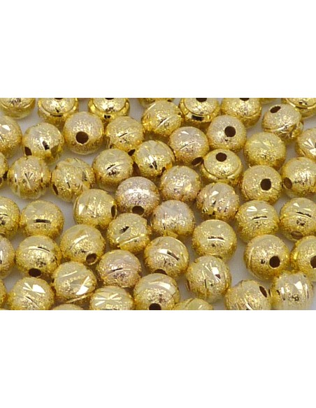 R-25 Perles brillantes 5,8mm en métal doré texturé et motif gravé