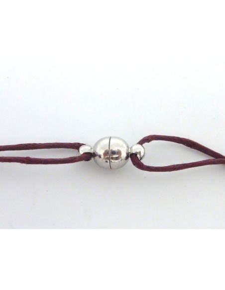 Fermoir aimanté rond en métal argenté pour cordon de 1mm