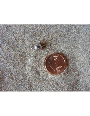 Fermoir aimanté rond en métal argenté pour cordon de 1mm