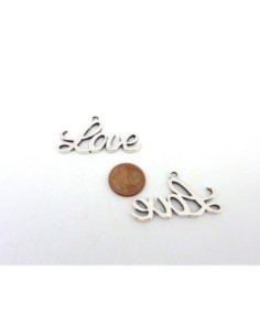 Pendentif love en métal argenté 2