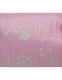Ruban rose pâle 15mm empreinte de patte de chat 2