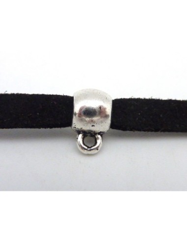 10 Perles support breloque 9,8mm, belière en métal argenté lisse