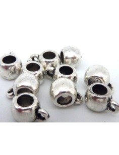 10 Perles support breloque 9,8mm, belière en métal argenté lisse 2