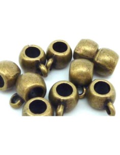 10 Perles support breloque 9,8mm, belière en métal bronze lisse 2