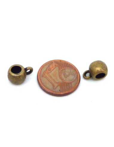 10 Perles support breloque, belière en métal bronze lisse