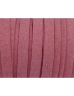 Cordon plat daim synthétique rose 5mm