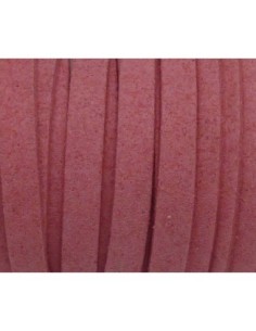 Cordon plat daim synthétique rose 5mm 2