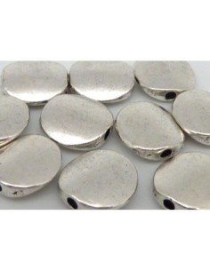 10 Perles pastille lisse légèrement bombé 10,4mm en métal argenté 2