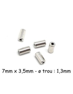 Perle tube argentée en métal