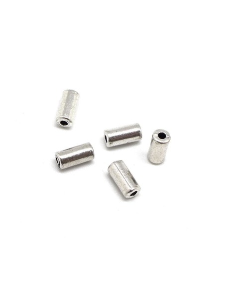 Perle tube argentée métal