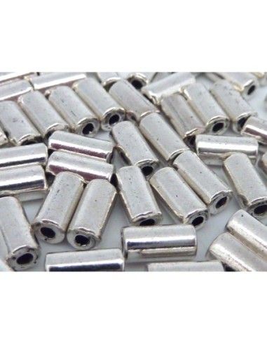 Perle tube argentée métal