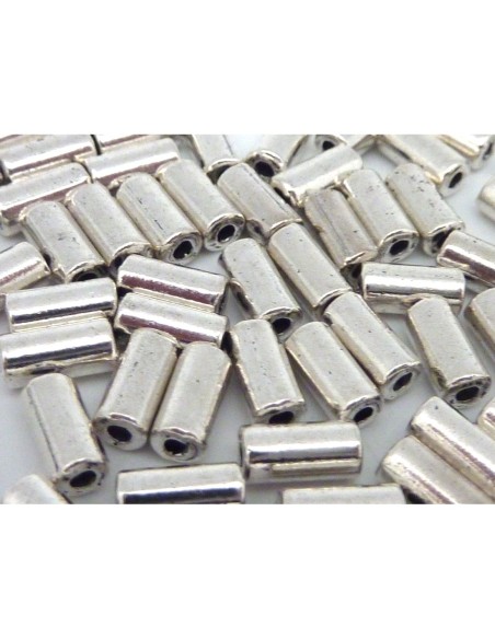 Petite Perle tube argentée métal