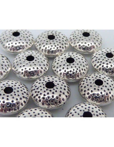 Perle toupie argenté en métal 8mm Perle toupie argenté en métal 8mm