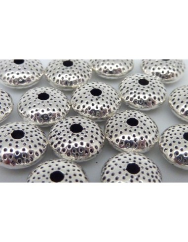 Perle soucoupe argenté en métal 8mm