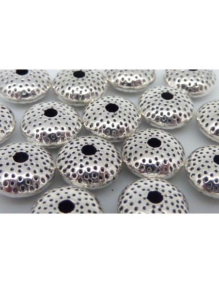 Perle soucoupe argenté en métal 8mm Perle soucoupe argenté en métal 8mm