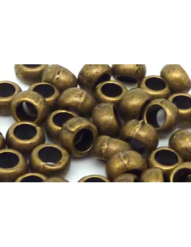 Perle ronde bronze 5mm à gros trou en métal
