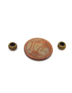Perle ronde bronze 5mm à gros trou en métal 2