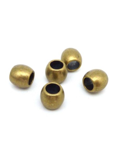 5 Perles olive 9,2mm à gros trou 5mm en métal bronze