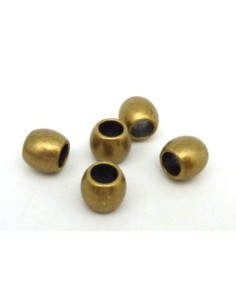5 Perles olive 9,2mm à gros trou 5mm en métal bronze 2