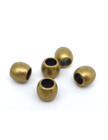 5 Perles olive 9,2mm à gros trou 5mm en métal bronze