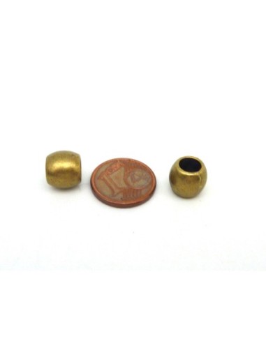 5 Perles olive 9,2mm à gros trou 5mm en métal bronze