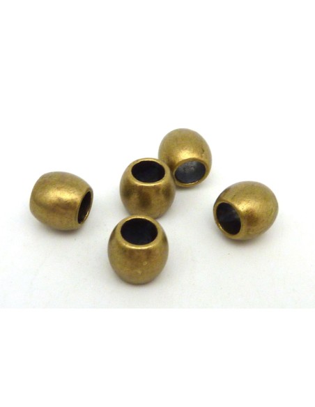 25 Perles olive 9,2mm à gros trou 5mm en métal bronze