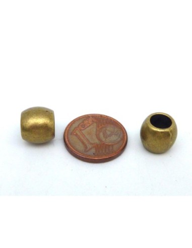 25 Perles olive 9,2mm à gros trou 5mm en métal bronze