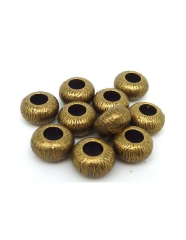 R-5 Perles rondes applaties 10,5mm en métal...