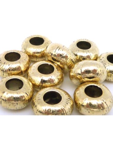 R-15 Perles rondes applaties 10,5mm en métal...