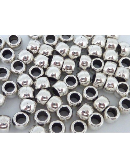 Perle metal argente 6mm trou 3mm