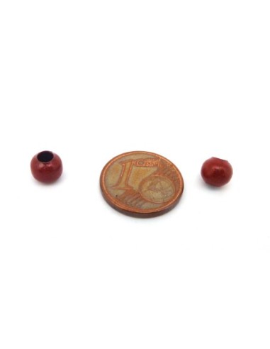 60g environ 240 Perles métallique ronde 6mm rouge