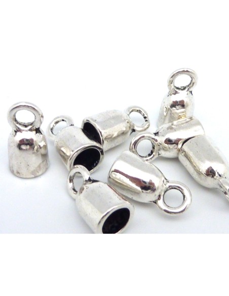 Embout argenté pour cordon cuir de 6mm