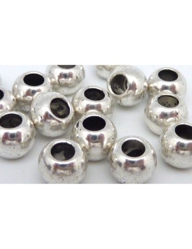 10 Perles ronde 7,6mm à gros trou 3,6mm en métal