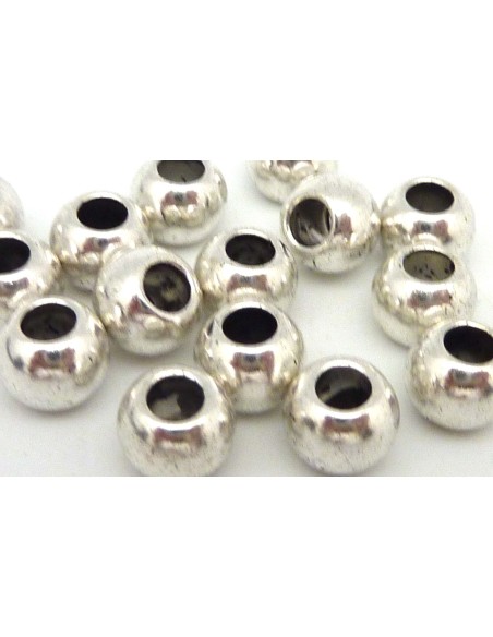Perles ronde 7,6mm à gros trou 3,6mm en métal