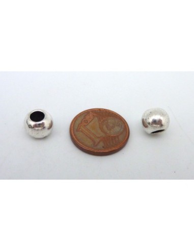 Perle argenté ronde à gros trou pas chère en métal