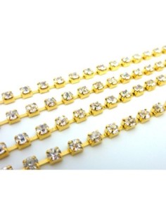 Chainette strass et métal doré pour création de bijoux