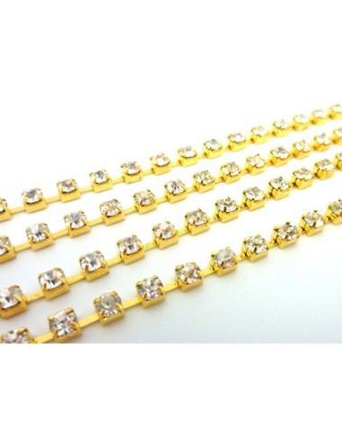 Chainette strass et métal doré pour création de bracelet