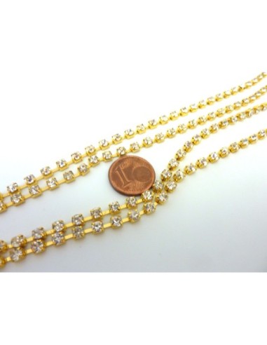 Chainette strass et métal doré pour création de bijoux