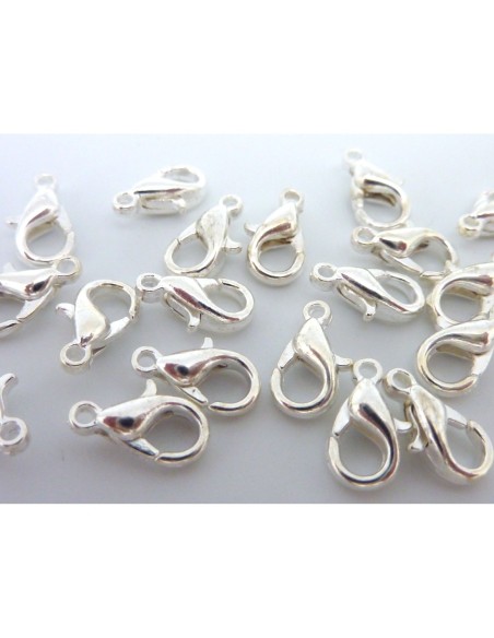 Mousqueton métal argenté brillant 10mm