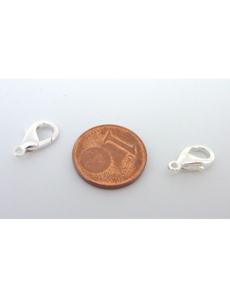 Fermoir Mousqueton argenté en métal 12mm