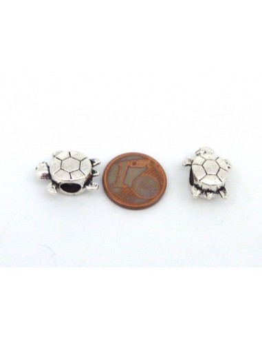 Passant tortue 16,2mm gros trou en métal argenté 