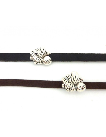 10 Perles passant abeille 6,2 x 2,1mm en métal argenté