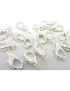 Fermoir mousqueton 16mm argenté brillant