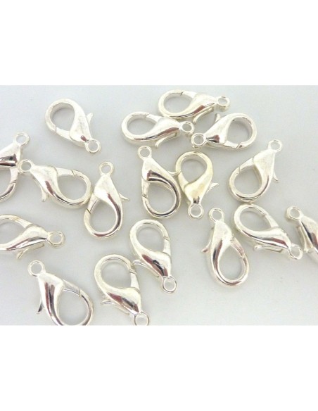 Mousqueton 16mm argenté brillant pour bijoux de sacs
