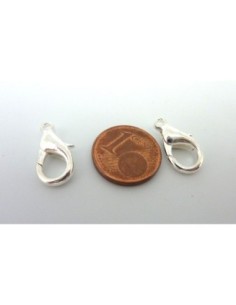 Fermoir mousqueton 16mm en métal argenté brillant 2