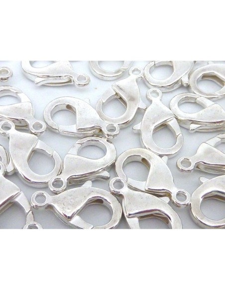 R-5 Fermoirs mousqueton 15mm en métal argenté brillant