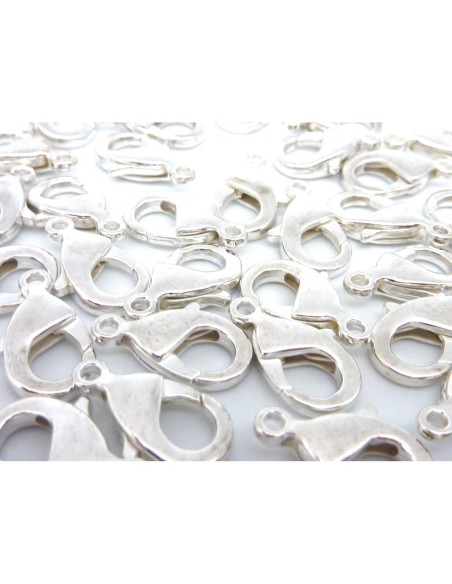R-5 Fermoirs mousqueton 15mm en métal argenté brillant