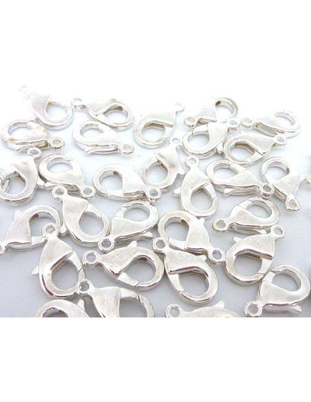 R-5 Fermoirs mousqueton 15mm en métal argenté brillant